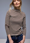 Street One Striped Turtleneck Top, Brown