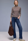 Street One Striped Turtleneck Top, Brown