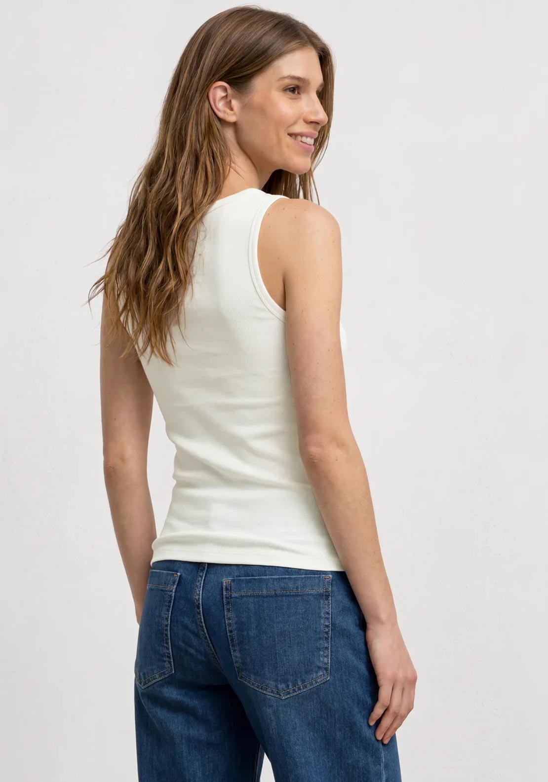 Street One Ribbed V Neck Tank Top, White