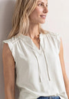 Street One Crochet Detail Tie Neck Top, White