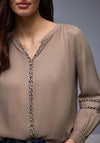 Street One Blouse with Animal Print Detail, Taupe