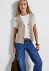 Street One Sleeveless Soft Ribbed Waistcoat, Beige