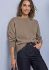 Street One Boat Neck Long Sleeve Knitted Sweater, Taupe