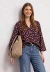 Street One Floral Pattern V-Neck Blouse, Burgundy