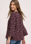 Street One Floral Pattern V-Neck Blouse, Burgundy