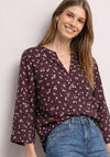 Street One Floral Pattern V-Neck Blouse, Burgundy