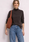 Street One Long Sleeve Roll Neck Top, Chocolate Brown