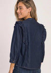 Street One Ruffle Detail Long Sleeve Denim Blouse, Blue
