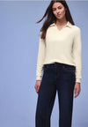 Street One V-Neck Collared Jumper, Cream
