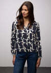 Street One V-Neck Geometric Print, Navy