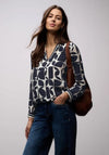 Street One V-Neck Geometric Print, Navy