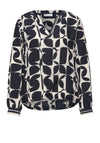 Street One V-Neck Geometric Print, Navy