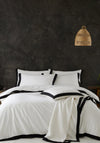 Style Sisters Monochrome Textured Cotton Duvet Cover Set, Ivory & Black