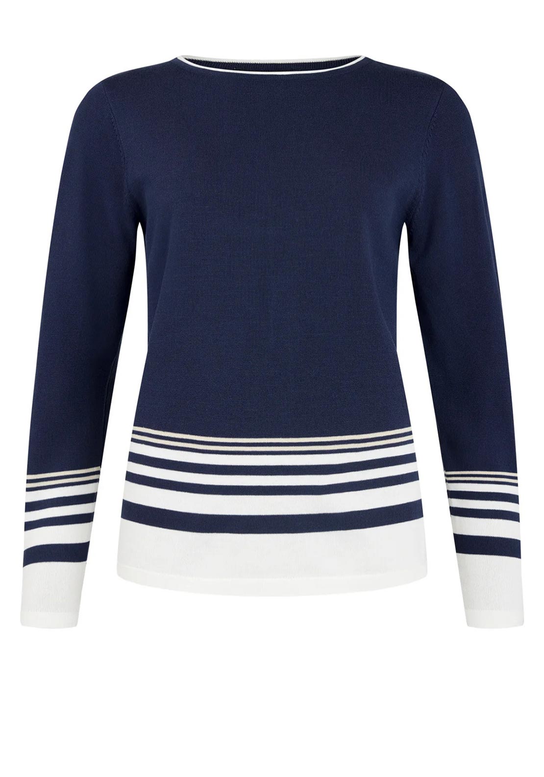 Sunday Round Neck With Stripes Jumper, Navy