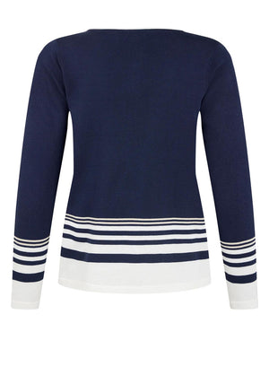 Sunday Round Neck With Stripes Jumper, Navy