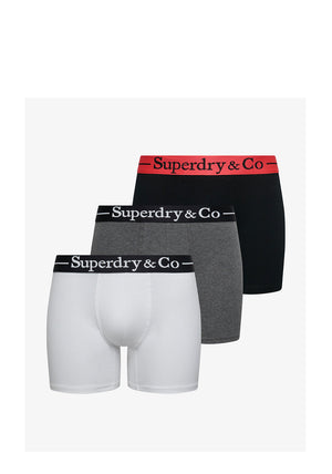 Superdry 3 Pack Organic Cotton Boxer Briefs, Black Multi