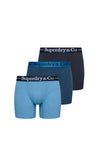 Superdry 3 Pack Organic Cotton Boxer Briefs, Blue