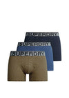 Superdry 3 Pack Organic Cotton Boxers, Navy Multi
