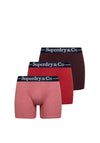 Superdry 3 Pack Organic Cotton Boxer Briefs, Red Marl Multi