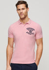 Superdry Applique Classic Fit Polo Shirt, Light Pink Marl