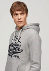 Superdry Athletic Script Graphic Hoodie, Glacier Grey Marl
