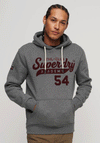 Superdry Athletic Script Graphic Hoodie, Rich Charcoal Marl