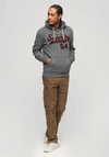 Superdry Athletic Script Graphic Hoodie, Rich Charcoal Marl