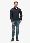 Superdry Cable Button Neck Jumper, Darkest Navy