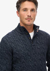 Superdry Cable Button Neck Jumper, Darkest Navy
