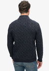 Superdry Cable Button Neck Jumper, Darkest Navy
