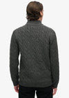 Superdry Cable Button Neck Jumper, Washed Black