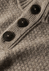 Superdry Chunky Button Neck Jumper, Desert Taupe