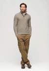 Superdry Chunky Button Neck Jumper, Desert Taupe