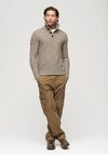 Superdry Chunky Button Neck Jumper, Desert Taupe