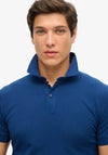 Superdry City Pique Polo Shirt, Pilot Mid Blue