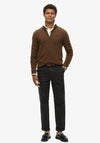 Superdry Essential Embroidered Knit Quarter Zip Sweater, Woodland Brown