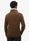 Superdry Essential Embroidered Knit Quarter Zip Sweater, Woodland Brown