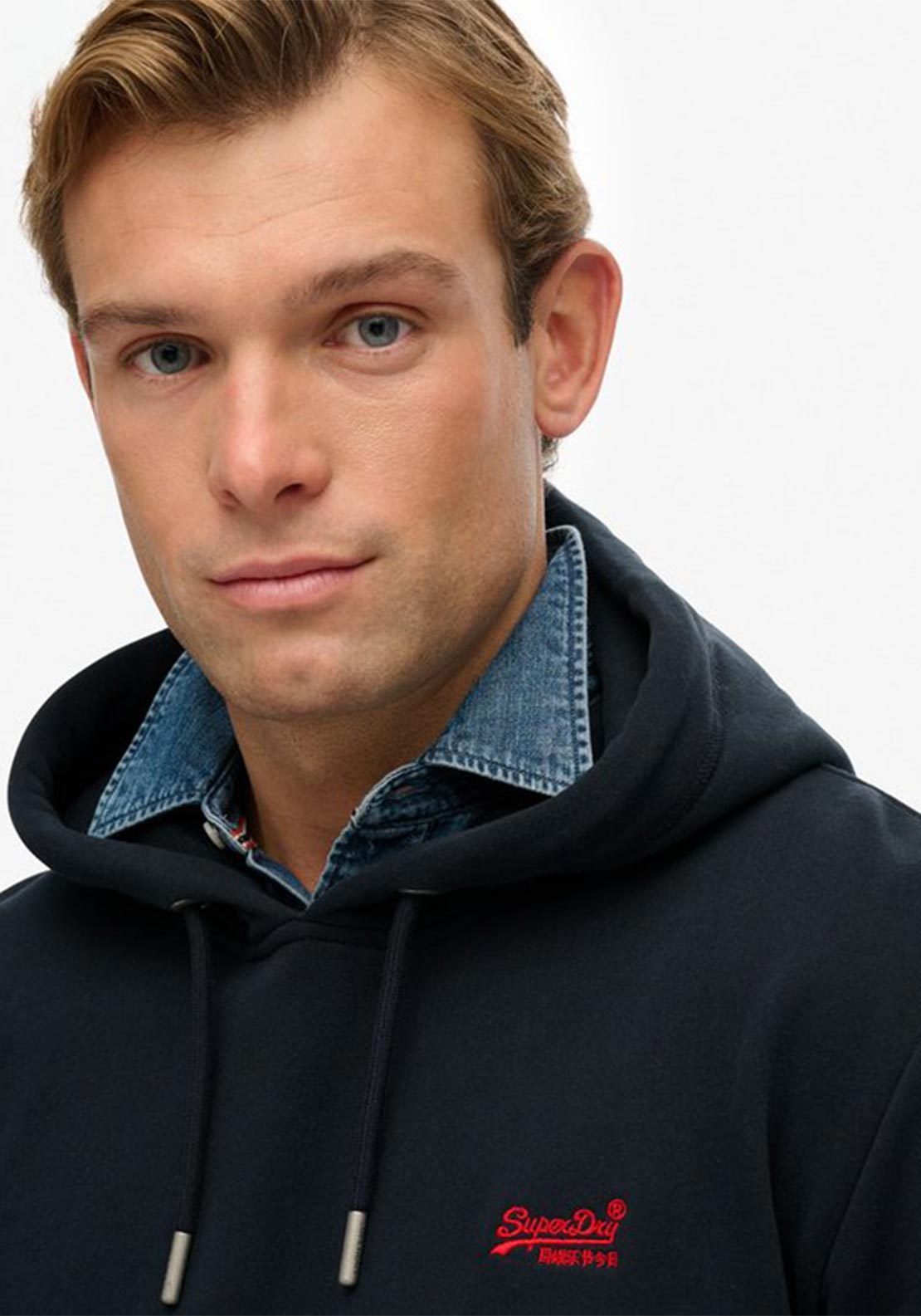 Superdry Essential Embroidered Logo Hoodie, Eclipse Navy