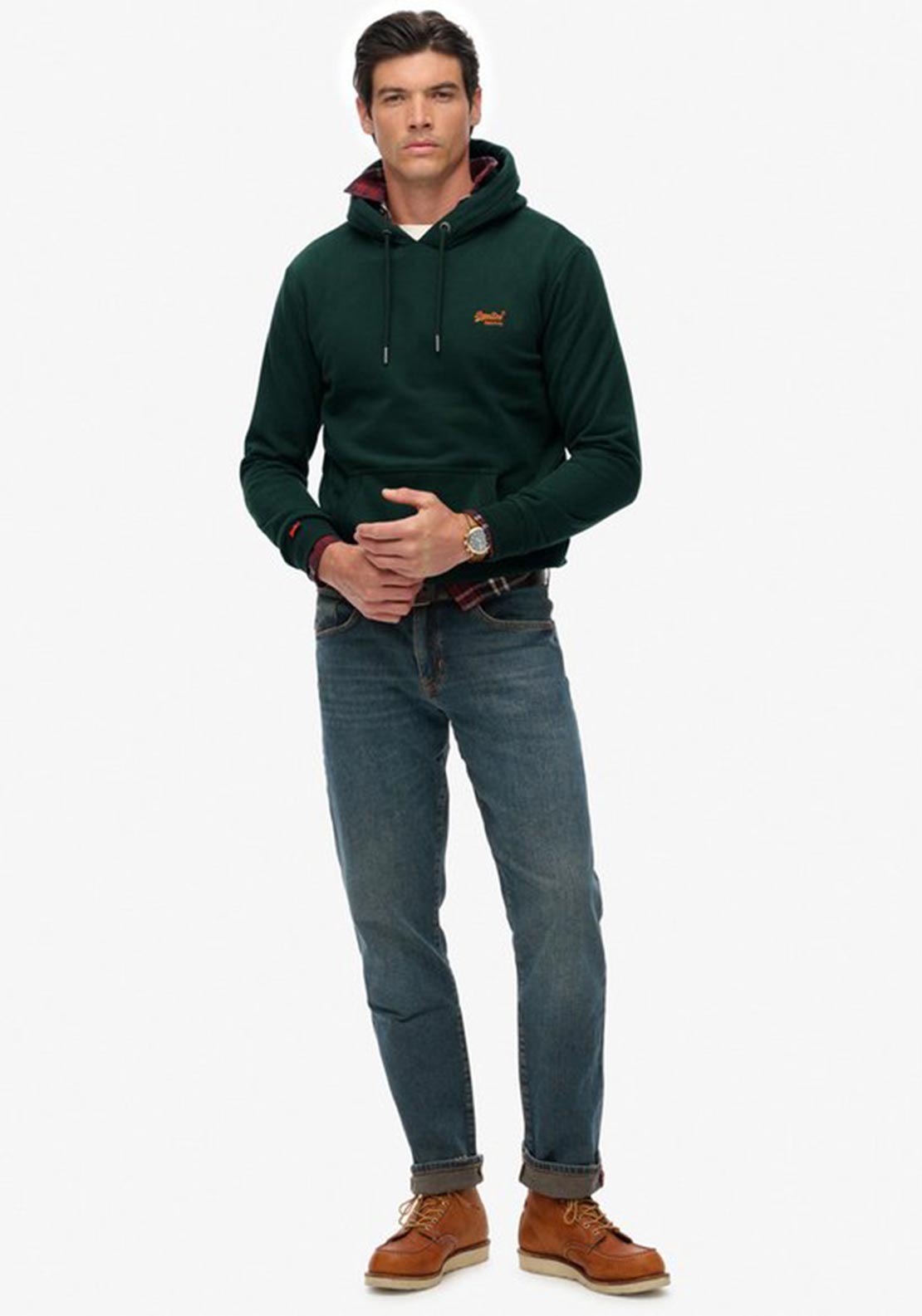 Superdry Essential Embroidered Logo Hoodie, Enamel Green