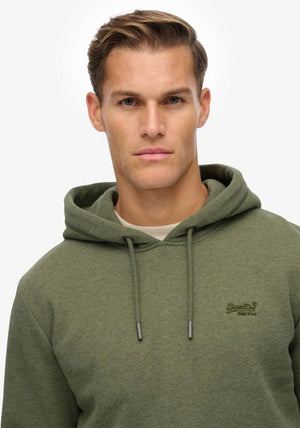 Superdry Essential Embroidered Logo Hoodie, Sage Green Marl
