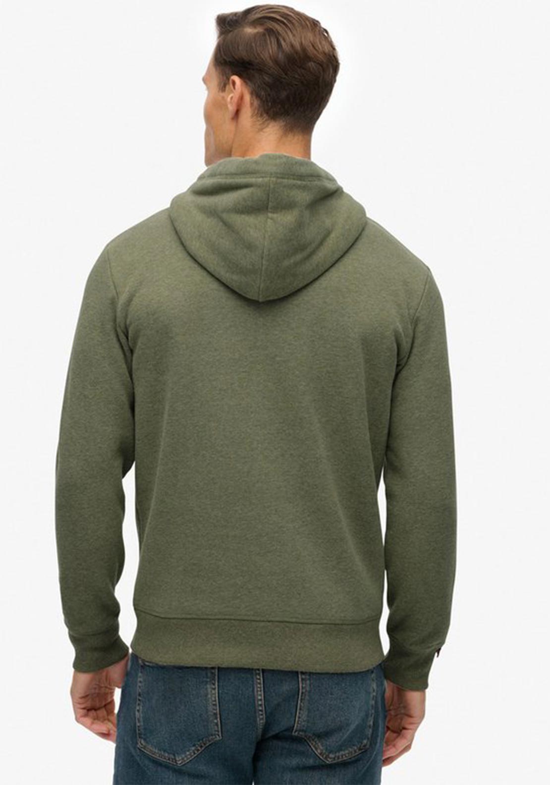 Superdry Essential Embroidered Logo Hoodie, Sage Green Marl