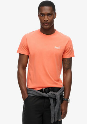 Superdry Essential Logo Embroidered T-Shirt, Sunburst Coral