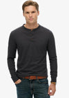 Superdry Essential Grandad Collar Top, Dark Charcoal Grey