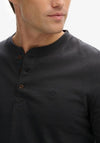 Superdry Essential Grandad Collar Top, Dark Charcoal Grey