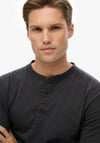 Superdry Essential Grandad Collar Top, Dark Charcoal Grey