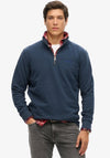 Superdry Essential Logo Half Zip Henley Sweatshirt, Lauren Navy
