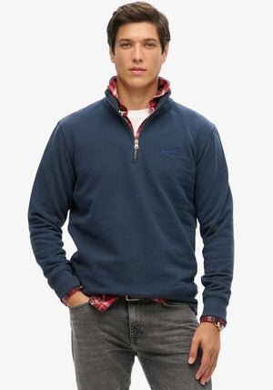 Superdry Essential Logo Half Zip Henley Sweatshirt, Lauren Navy
