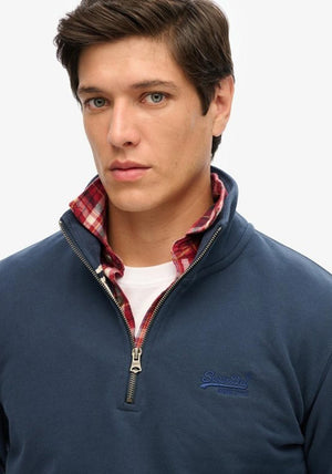 Superdry Essential Logo Half Zip Henley Sweatshirt, Lauren Navy
