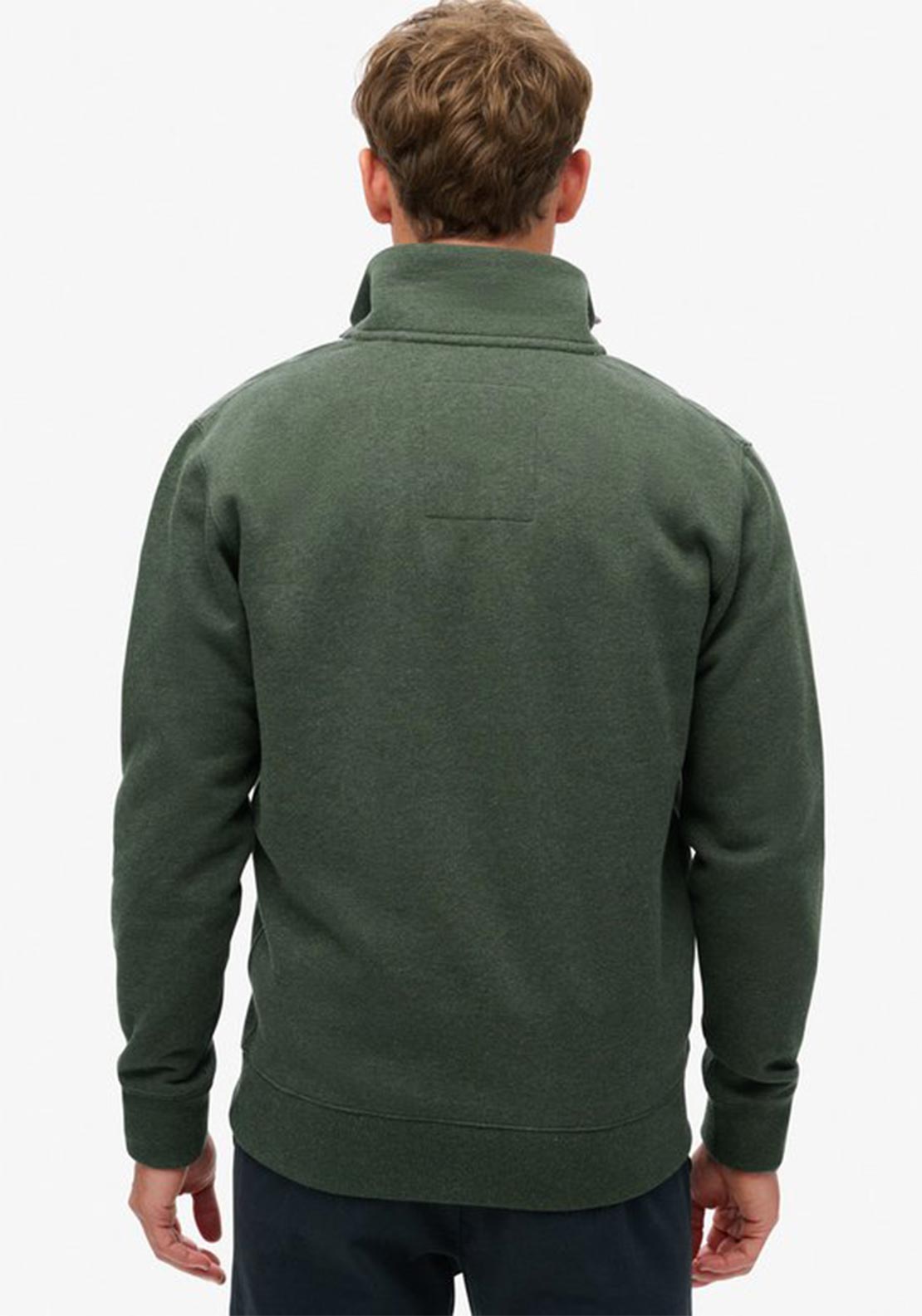 Superdry Essential Logo Half Zip Henley Sweatshirt, Deep Forest Green