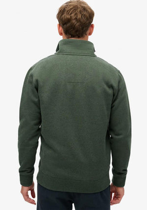 Superdry Essential Logo Half Zip Henley Sweatshirt, Deep Forest Green